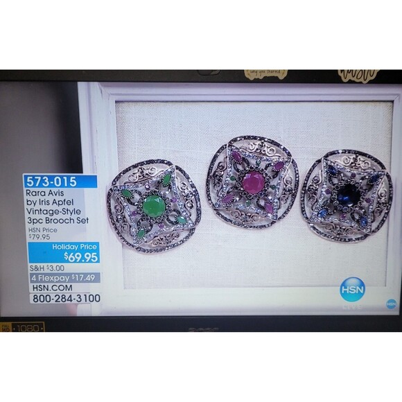 3 RARE Rara Avis Iris Apfel Murder On Orient Express Brooch Gold READ Tone - Picture 14 of 15